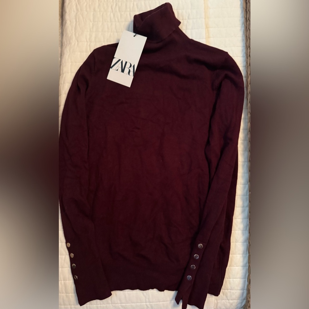 Zara Deep Red Turtleneck Sweater